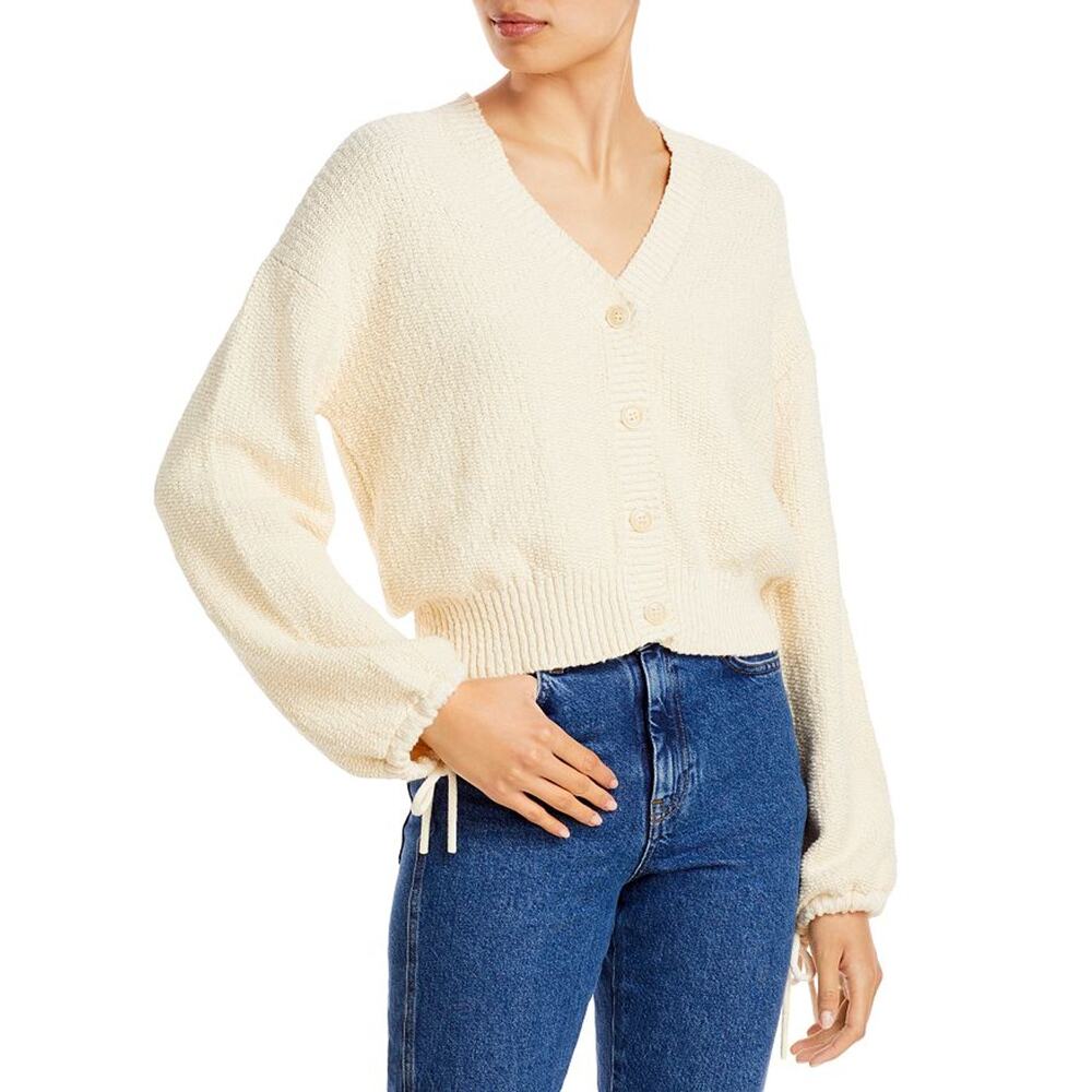 Paige 'Bougainvillea' White Cotton Cardigan Sweater Size S
